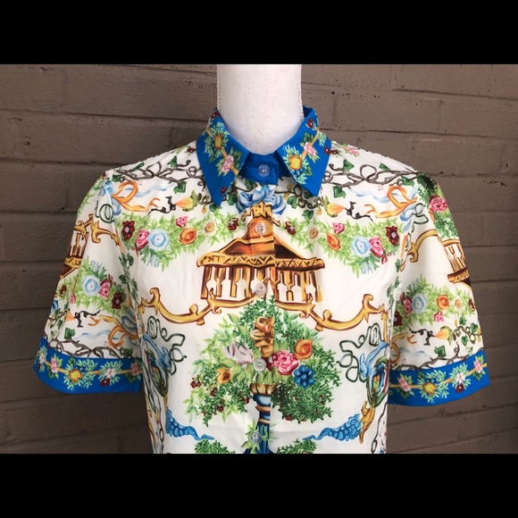 Vintage Liang Dian Yi Zu print blouse M-L - Picture 3 of 11